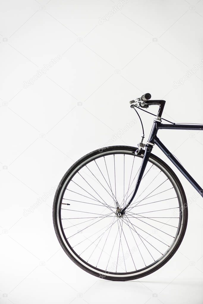 one bicycle wheel isolated on white