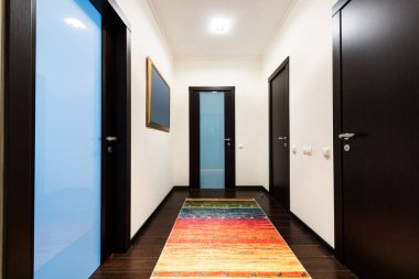 view of corridor with wooden doors in apartment