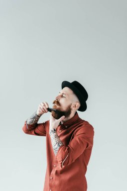 yakışıklı adam beyaz izole sakal penye sakallı
