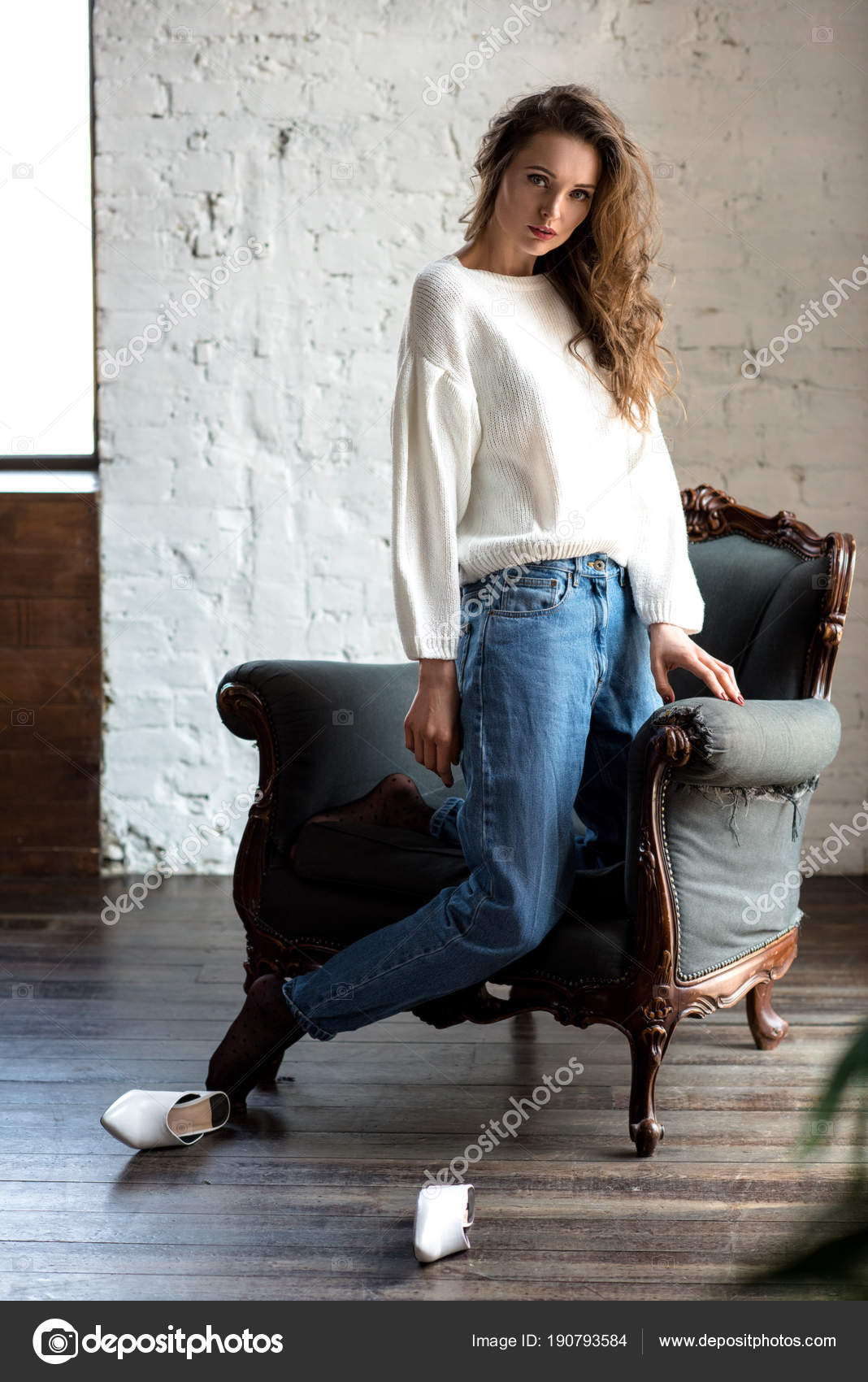 Sweater and top jeans girl