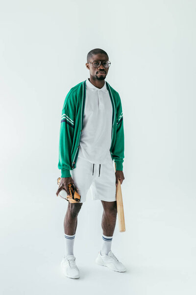 fashionable african american baseball player, isolated on white