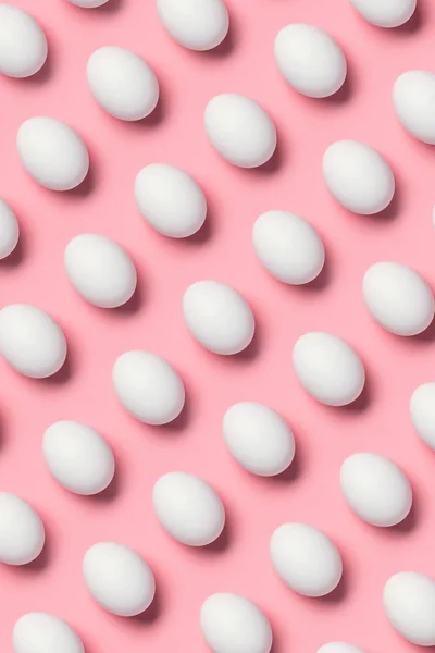 Rows of white eggs — Stock Photo