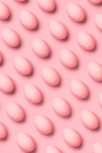 Rows of painted pink eggs — Stock Photo