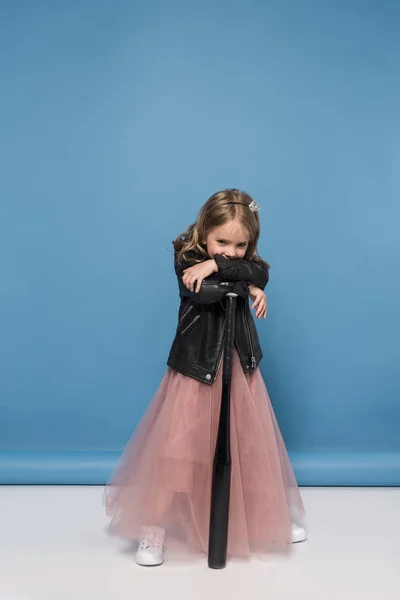 Adorable girl with baseball bat — Stock Photo