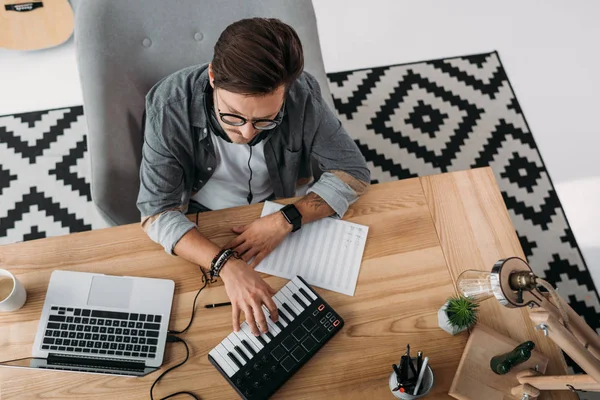 Musician working on new project — Stock Photo