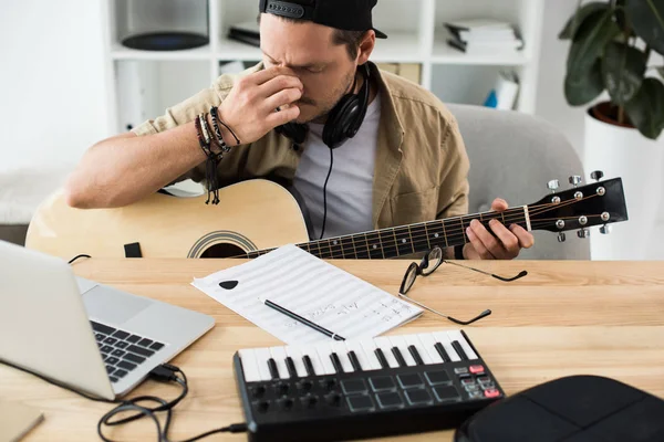 Musician working on new project — Stock Photo