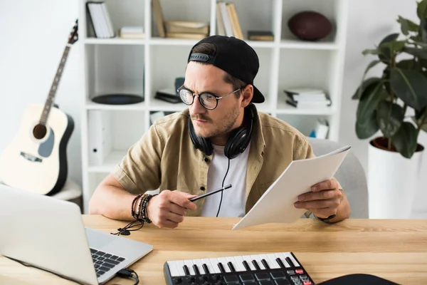 Musician working on new project — Stock Photo