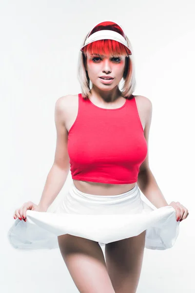 Blonde Frau in Tennissportbekleidung — Stockfoto