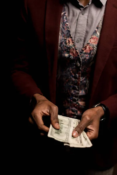 Comptage des billets en dollars — Photo de stock