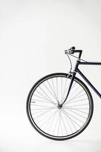 One bicycle wheel isolated on white — Stock Photo