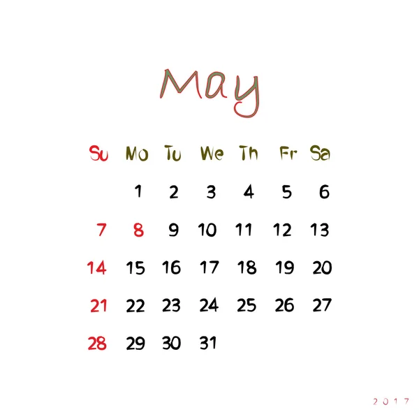 May 2017 calendar — Stock Photo, Image