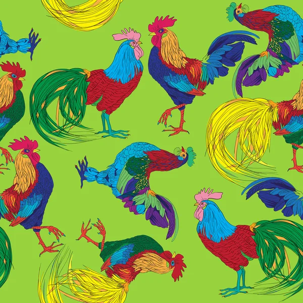 Roosters yellow pattern — Stockfoto