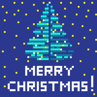 Retro mavi Noel ağacı