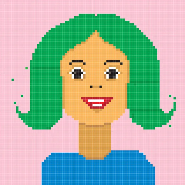 Pixel girl avatar — Stockfoto
