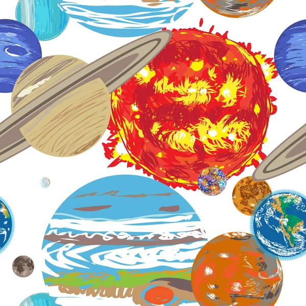 Ηλιακό σύστημα μοτίβο doodle — Φωτογραφία Αρχείου