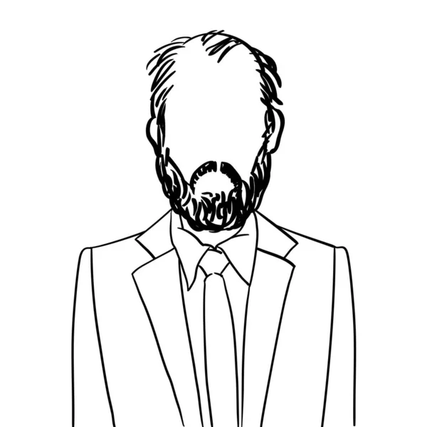 Illustration Artistique Dessinée Main Homme Chauve Anonyme Avec Avatar Barbu — Photo