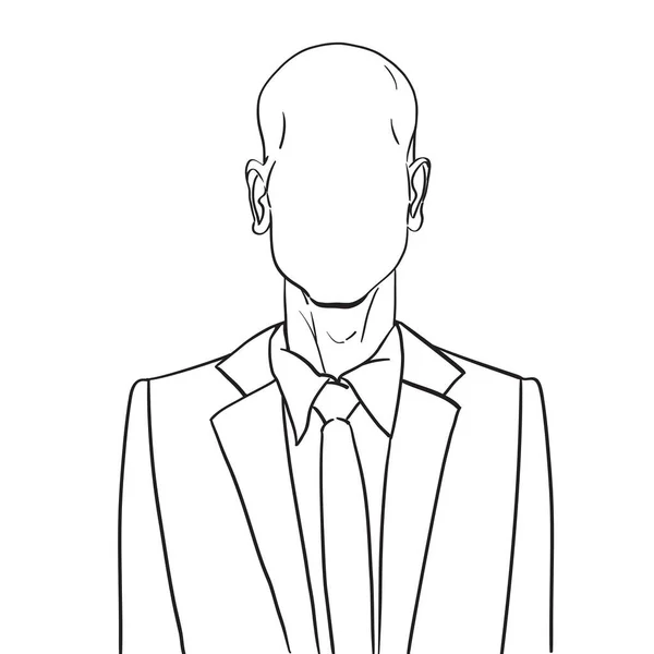 Ручная Рисованная Художественная Иллюстрация Анонимного Лысого Человека Деловом Костюме Веб — стоковое фото