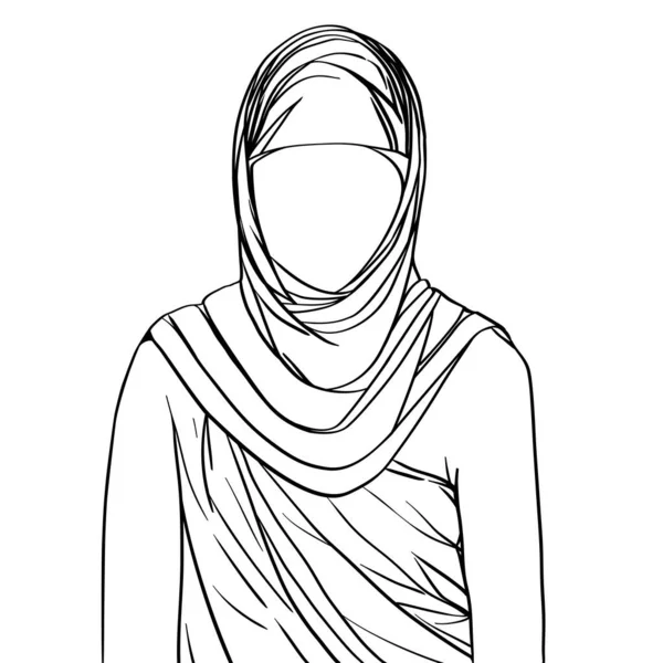 Ręcznie Rysowana Artystyczna Ilustracja Anonimowego Awatara Kobiety Bliskiego Wschodu Tradycyjnym — Zdjęcie stockowe