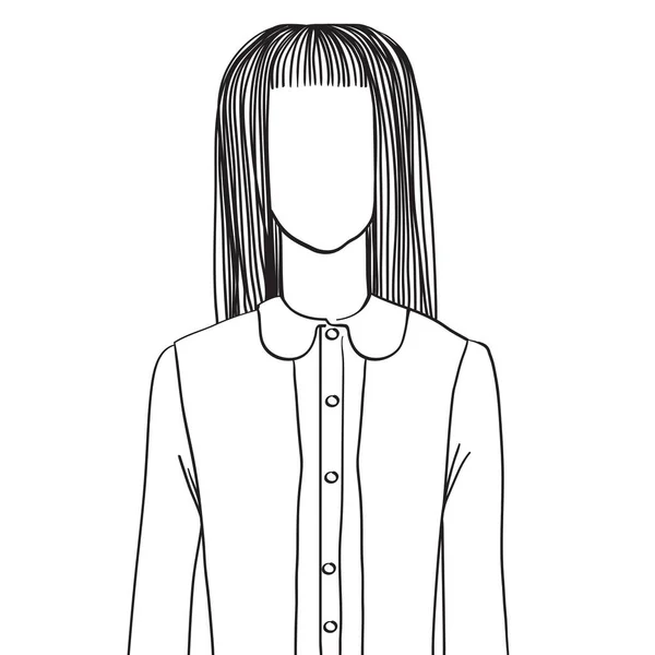 Ручная Рисованная Художественная Иллюстрация Анонимного Аватара Молодой Женщины Длинными Волосами — стоковое фото
