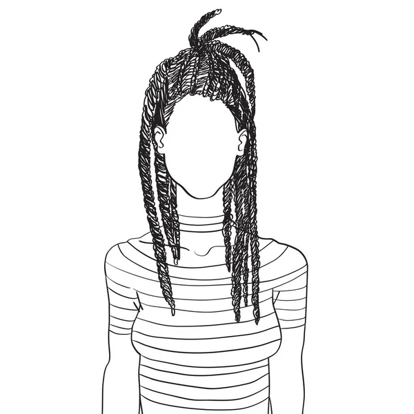 Hand Drawn Artistic Sketch Illustration Anonymous Avatar Young Woman Dreadlocks — Stock Photo, Image