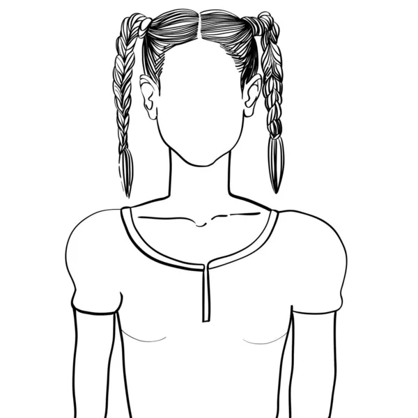 손으로 예술적 스케치 그림은 머리를 여성의 모습을 것으로 셔츠를 흰색으로 — 스톡 사진