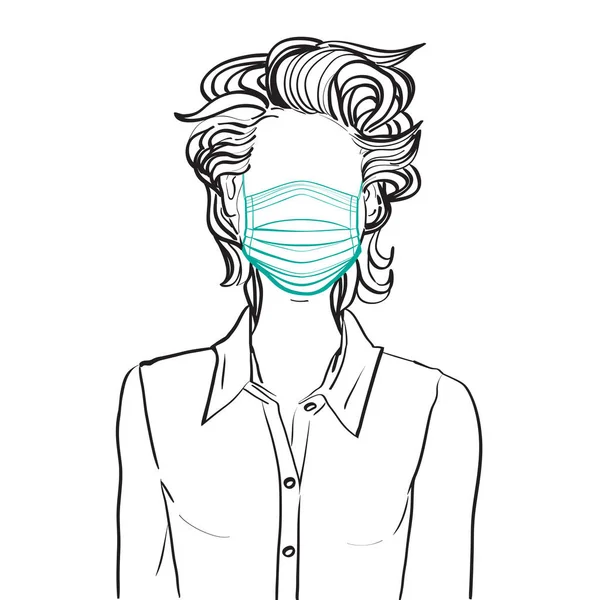 손으로 익명의 아바타는 셔츠를 스타일을 있으며 의학용 마스크를 착용하고 흰색에 — 스톡 사진