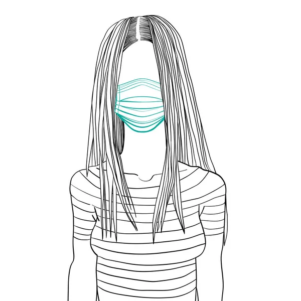 Hand Drawn Artistic Illustration Anonymous Avatar Young Woman Long Hair — Stock Photo, Image