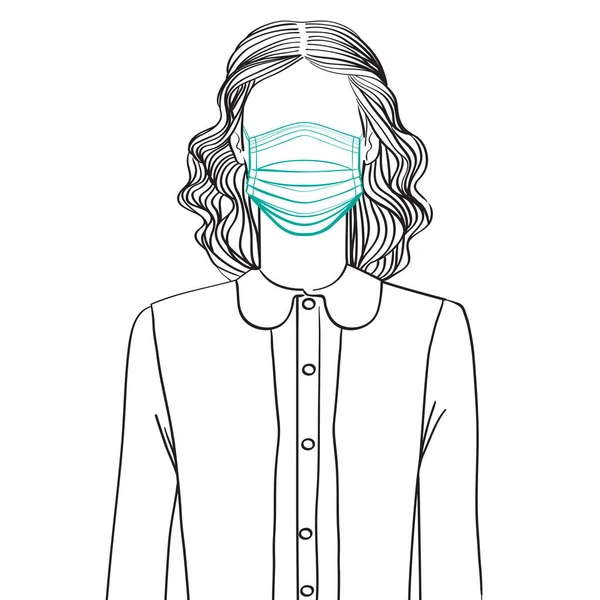 Ручна Ескізна Ілюстрація Анонімного Аватара Молодої Жінки Старовинною Зачіскою Одягом — стокове фото