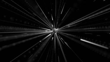 Hız Parıltısı Parçacıkları Uzay Patlaması Arkaplanı. Nokta ve çizgi, radyal soyut grafiklerden oluşuyor. Soyut çok renkli yakınlaştırma çizgileri veya ışın patlaması arkaplanı