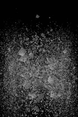 Uzayda birçok küpün 3 boyutlu görüntülenmesi, patlamadan sonra küplerin dağılması ve uzayda rastgele sıralanması