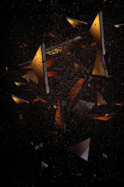 Üçgen parçacıkları ile soyut geleceksel arkaplan. 3d oluşturma