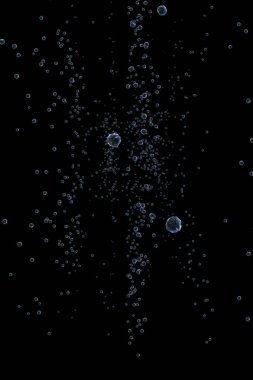 3 boyutlu illüstrasyon. Siyah arkaplanda mikro sıvı hücreler