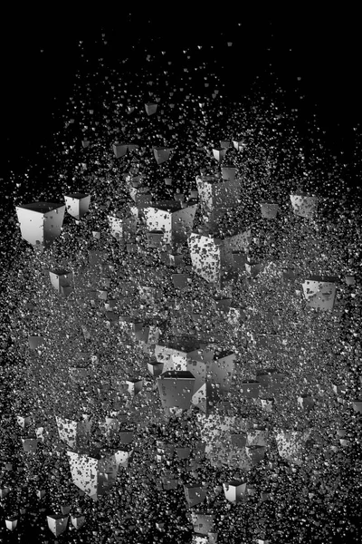 Rendu Nombreux Cubes Dans Espace Les Cubes Dispersent Après Explosion — Photo