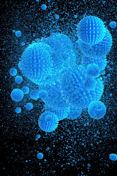 3d illustration. blue virus, bacteria, cell