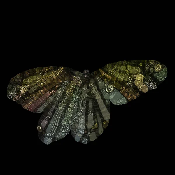 Abstracte Vlinder Gemaakt Van Deeltjes Digitale Fantasie Vlinder Illustratie — Stockfoto