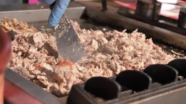 Chicken Meat Street Food Italy — Stock Video