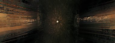 Soyut dinamik hareket çizgileri ve renkli parçacıkların olduğu noktalar. Dijital akış arkaplanı, dalga akışı