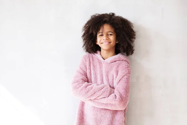 ��ute girl in soft cosy hoodie — Stock Photo, Image