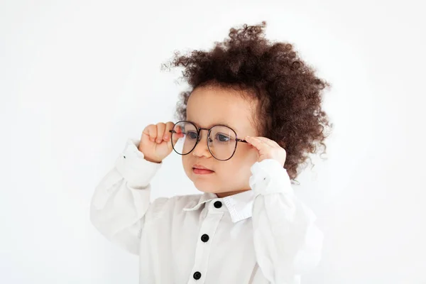 Cute little girl in office worker outfit — Stock Photo, Image