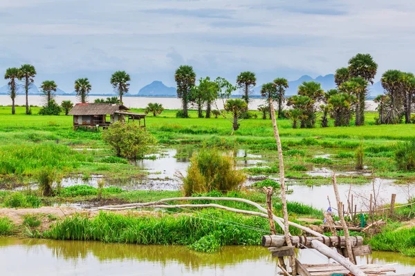 泰国农民村双桅横帆船大气中的性质 — 图库照片