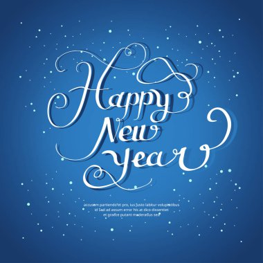 Mutlu yeni yıl yazı, kaligrafi, tipografi