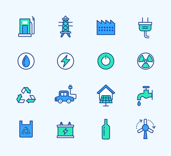 Energy line icons, Neon color, web, Symbols for mobile and web graphics — Stock Vector