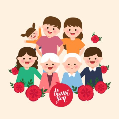 Aile illüstrasyon, karakter, anneler günü