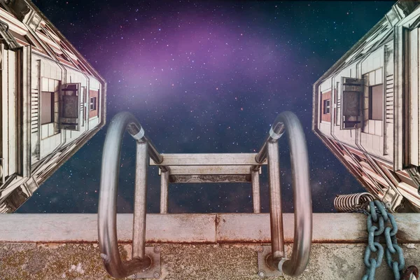 Όμορφη Αφηρημένη Σουρεαλιστική Σκάλα Των Αστεριών Σύμπαν Χώρο Κολάζ Έννοια — Φωτογραφία Αρχείου