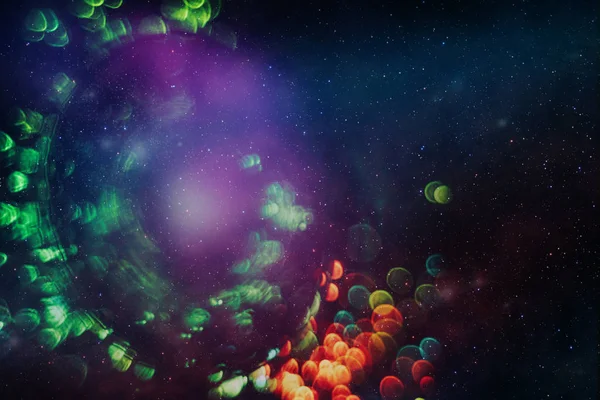 Красивый Абстрактный Круг Блеска Пылью Туманности Частиц Бесконечном Космическом Фоне — стоковое фото