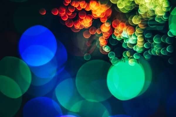 Красивий Багатокольоровий Абстрактний Оптичний Світловий Боке Темному Фоні — стокове фото
