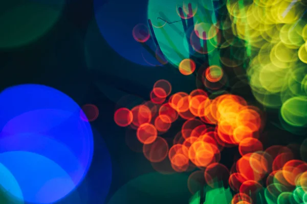 Mooie Multi Gekleurde Abstracte Optische Licht Bokeh Een Donkere Achtergrond — Stockfoto