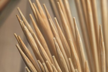 Güzel ahşap bambu kürdanların arka plan dokusunu kapatın. Makro Fotoğraf Görünümü.