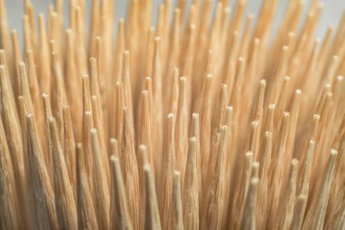 Güzel ahşap bambu kürdanların arka plan dokusunu kapatın. Makro Fotoğraf Görünümü.