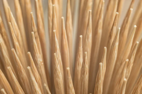 Close Beautiful Wooden Bamboo Toothpicks Background Texture Macro Photography View — Stock Photo, Image